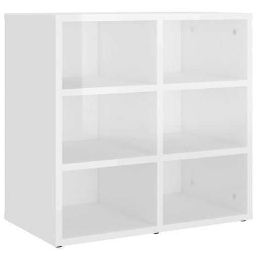 MUEBLE ZAPATERO PUERTA Y ESPEJO 79X708X25 CM BLANCO BRILLO/GRIS CENIZA