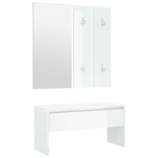 Set de muebles de recibidor madera contrachapada blanco brillo