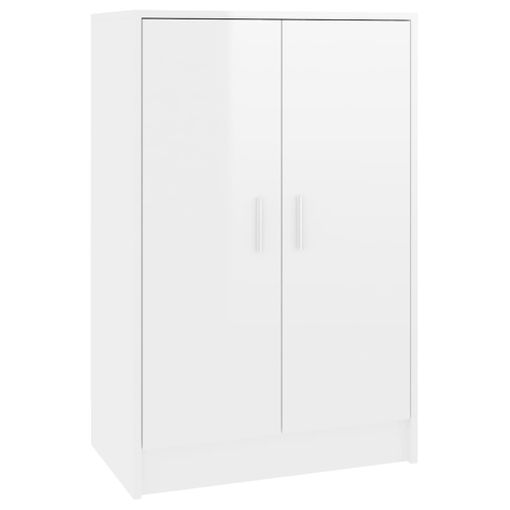 Mueble zapatero madera contrachapada blanco brillo 60x35x105 cm