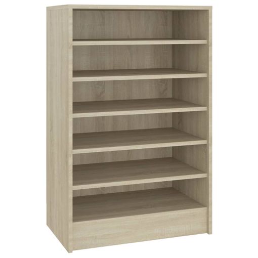 Mueble Zapatero Madera Contrachapada Roble Ahumado 60x35x92 Cm