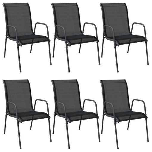 Sillas De Jardãn 6 Unidades Acero Y Textilene Negro Vidaxl