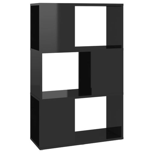 Librería Separador Madera Contrachapada Negro Brillo 60x24x94cm Vidaxl