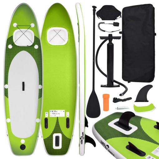 Set de tabla de paddle surf hinchable verde 300x76x10 cm