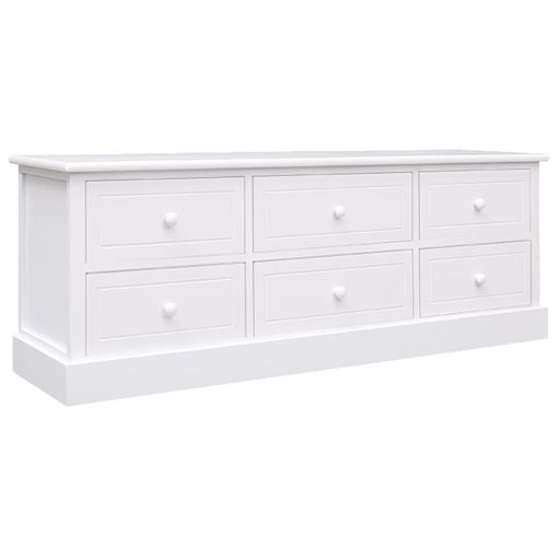 Mueble Para Tv Madera Maciza De Paulownia Blanco 108x30x40 Cm Vidaxl