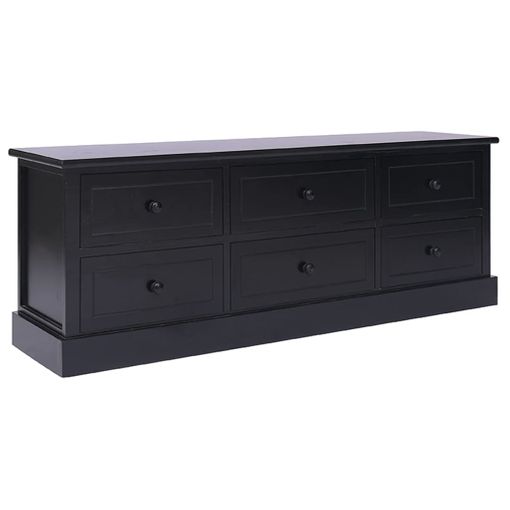 Mueble TV Negro 80x31x39 cm Madera maciza de pino