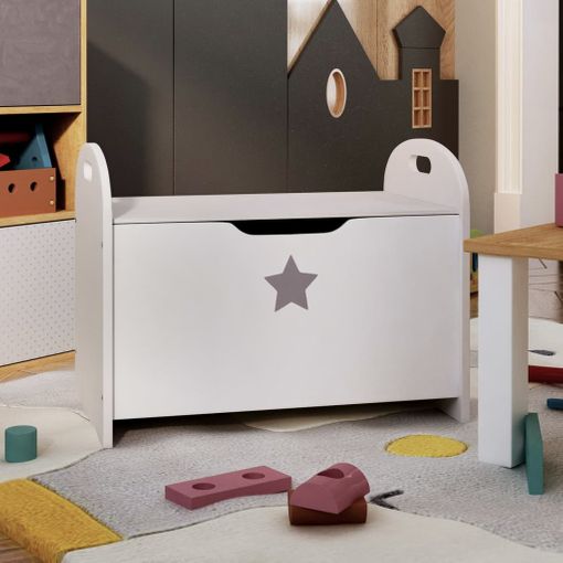 Banco De Almacenaje Para Niños Mdf Blanco Y Beige 60x30x55 Cm con Ofertas  en Carrefour