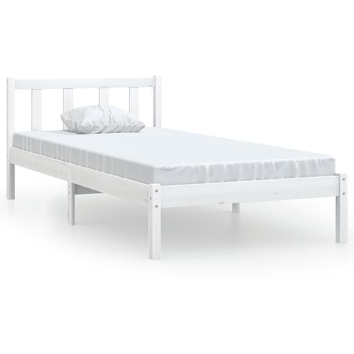 Estructura De Cama De Madera Maciza De Pino Blanca 90x200 Cm con