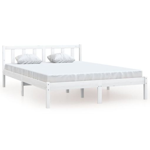 Estructura De Cama De Madera Maciza De Pino Blanca 160x200 Cm Vidaxl