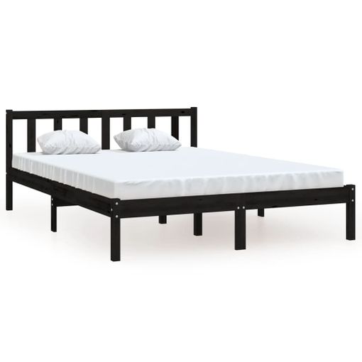 Estructura De Cama Madera Maciza Pino Gris Oscuro 90x200 Cm con Ofertas en  Carrefour