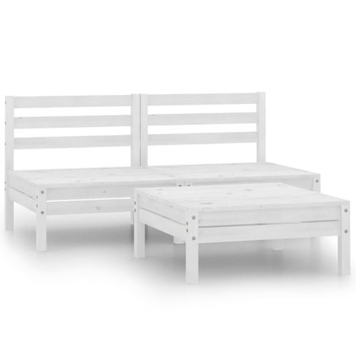 Juego De Muebles De Jardín 3 Piezas Madera Maciza Pino Blanco Vidaxl