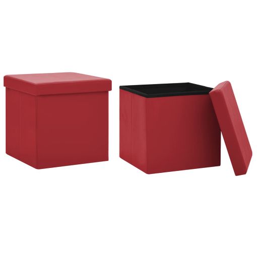 Taburete De Almacenaje Plegable 2 Uds Rojo Vino Tinto Pvc Vidaxl con  Ofertas en Carrefour