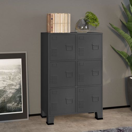 Armario Archivador Industrial Metal Gris Antracita 75x40x115 Cm con Ofertas  en Carrefour