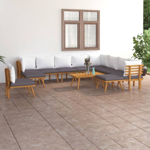 VIDAXL Banco Almacenaje Jardín Con Cojín Madera Maciza De Acacia 91 cm