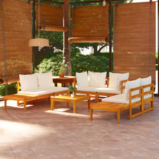 Juegos de muebles de terraza, muebles de terraza, juego de muebles de  exterior, juego de 5 piezas para patio con cojines de madera de acacia  maciza