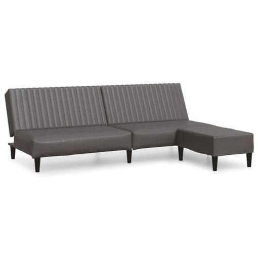 Sofá Cama De 2 Plazas Con Reposapiés Cuero Sintético Gris Vidaxl