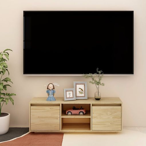 Mueble TV Negro 80x31x39 cm Madera maciza de pino