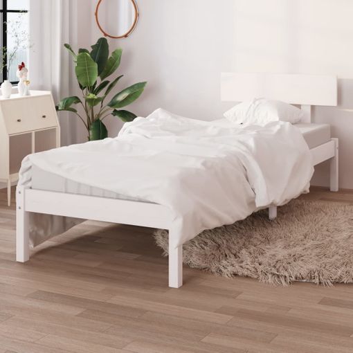 Estructura Cama Madera Pino Pequeña Individual Blanca 90x190 Cm con Ofertas  en Carrefour