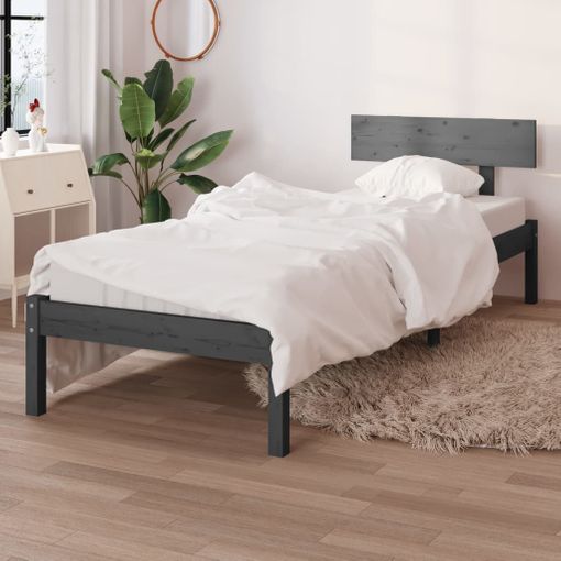 Estructura de cama madera maciza de pino blanco 90x190 cm
