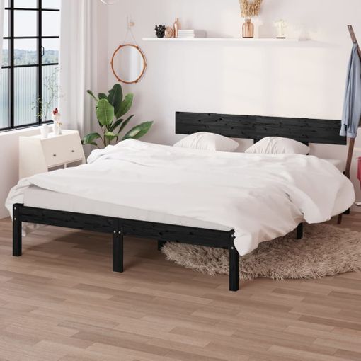 Estructura De Cama De Matrimonio Madera Maciza 135x190 Cm Vidaxl con  Ofertas en Carrefour