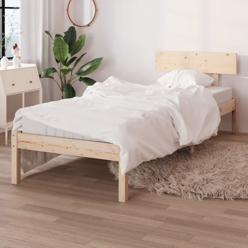 Estructura de cama de madera maciza de pino blanca 90x200 cm