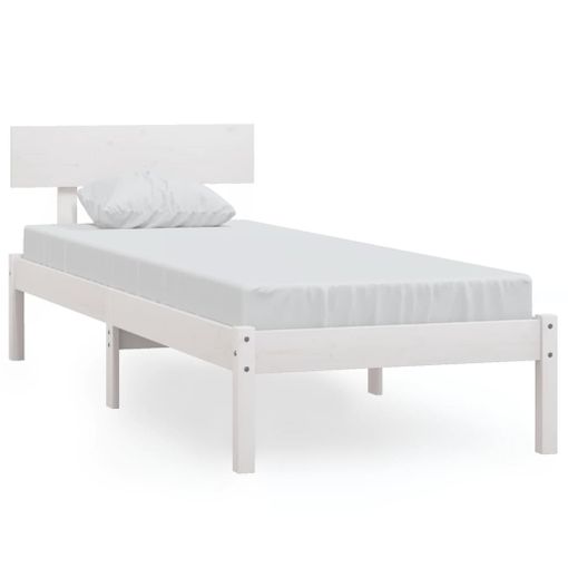 Estructura de cama madera maciza blanca 90x200 cm