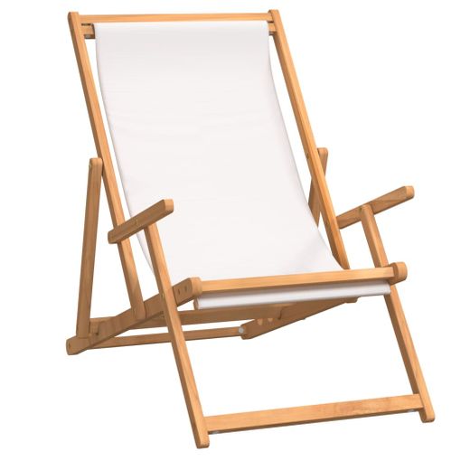 Silla De Playa Plegable De Madera Maciza De Teca Crema Vidaxl con Ofertas  en Carrefour