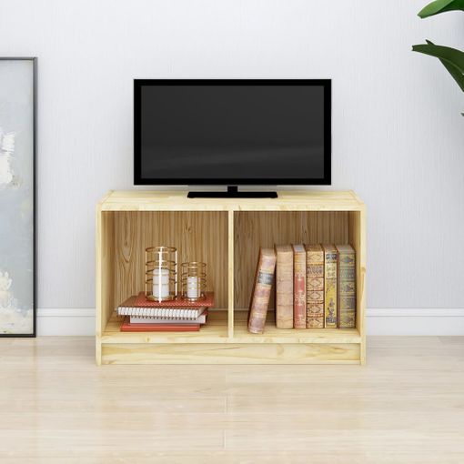 Mueble TV Negro 80x31x39 cm Madera maciza de pino