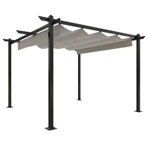 Blumfeldt Pergola Impermeable con Techo Retráctil, Cenador Estable