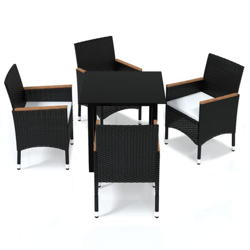 Juego Muebles Jardín 5 Pzas Con Cojines Ratán Sintético Negro Vidaxl