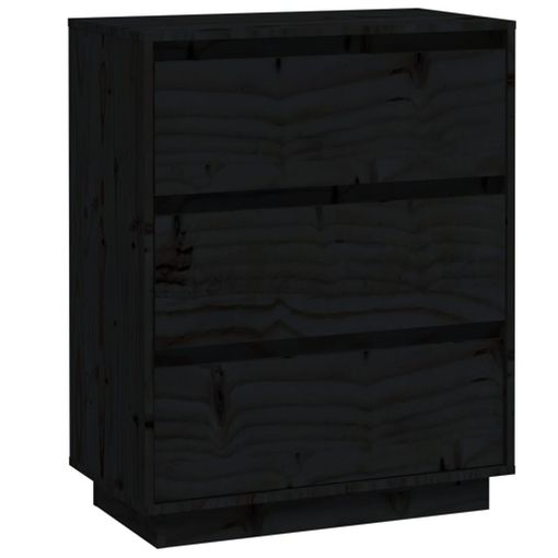 Aparador De Madera Maciza De Pino Negro 60x34x75 Cm Vidaxl