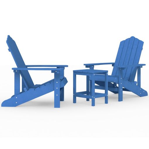 Sillas De Jardãn Adirondack Con Mesa Hdpe Azul Aguamarina Vidaxl