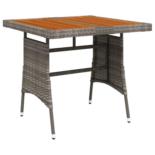 Mesa De Jardín Ratán Sintético Y Acacia Maciza Gris 70x70x72 Cm Vidaxl