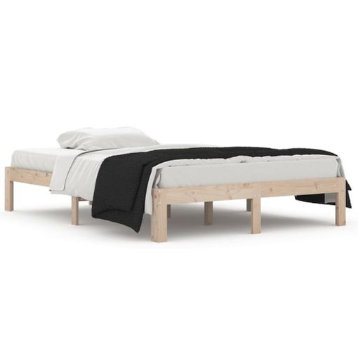 vidaXL Estructura de cama matrimonio madera maciza blanca 135x190
