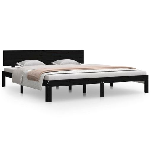 Estructura De Cama Madera Maciza Negro 180x200 Cm Vidaxl con Ofertas en  Carrefour