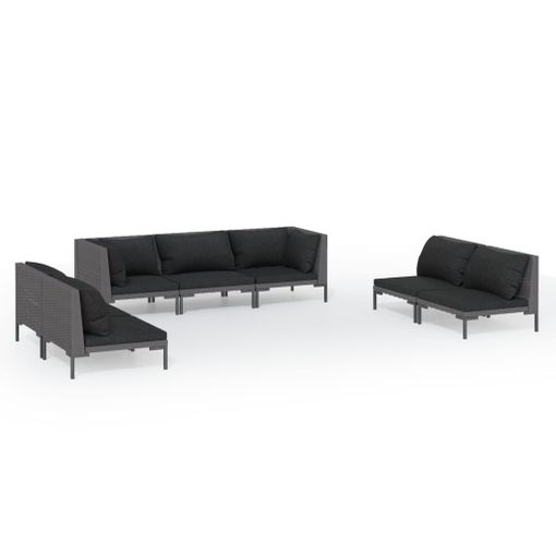 Juego Muebles Jardín 7 Pzas Con Cojines Ratán Sintético Gris Vidaxl con  Ofertas en Carrefour