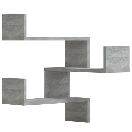 Estantería de esquina de pared hormigón gris 25x25x3,8 cm MDF