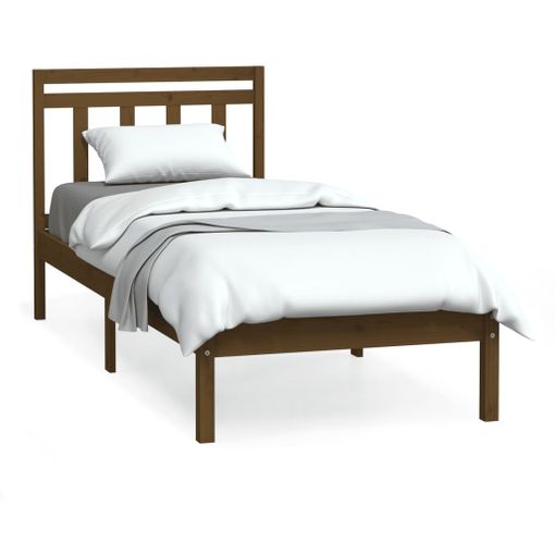 vidaXL Estructura cama madera pino pequeña individual marrón 90x190 cm