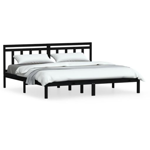 Estructura De Cama Madera Maciza Negro 180x200 Cm Vidaxl con Ofertas en  Carrefour