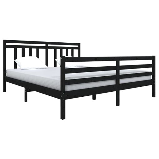 Estructura de cama madera maciza negro super king 180x200 cm