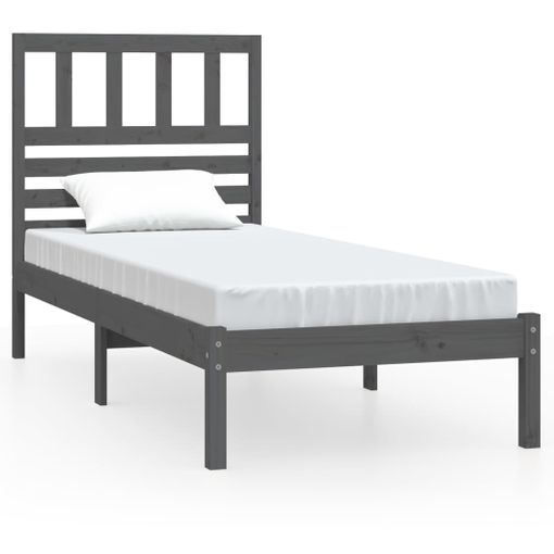 Estructura De Cama Madera Maciza Pino Gris Oscuro 90x200 Cm con Ofertas en  Carrefour