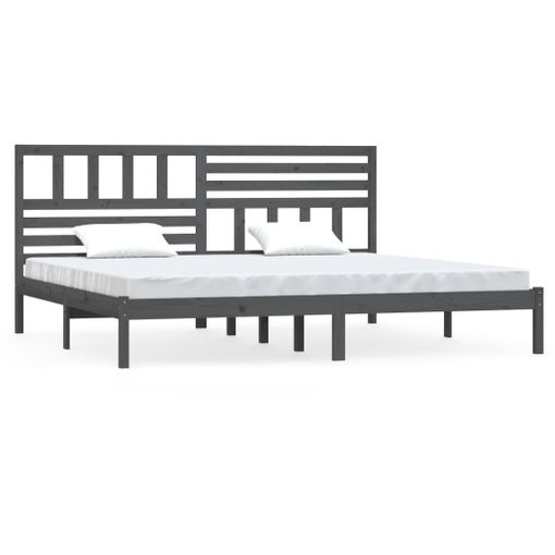 Estructura De Cama Madera Maciza De Pino Gris 200x200 Cm con Ofertas en  Carrefour