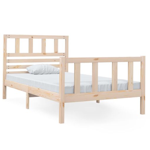 Estructura de cama individual de madera maciza blanca 90x190 cm 3FT