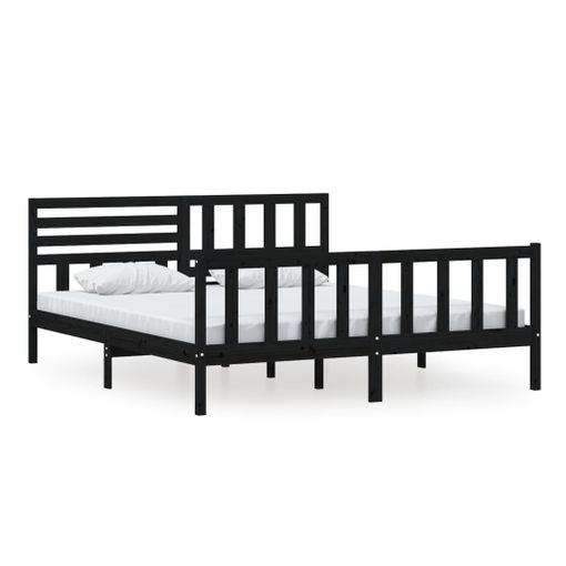 Estructura De Cama De Matrimonio Madera Maciza Negro 180x200 Cm Vidaxl con  Ofertas en Carrefour