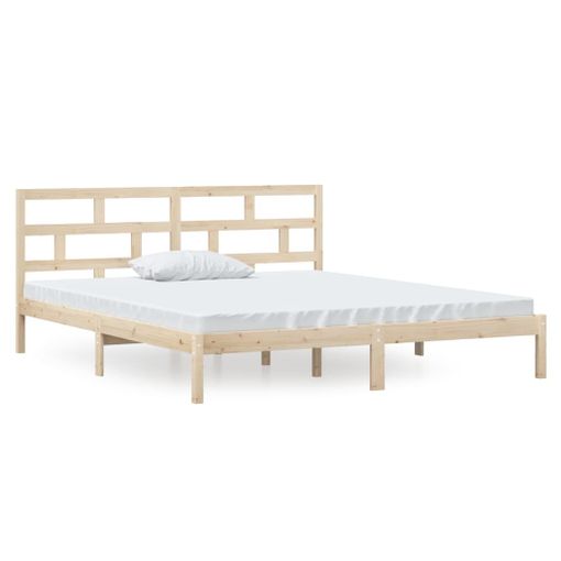 Estructura de cama madera contrachapada blanca 135x190 cm