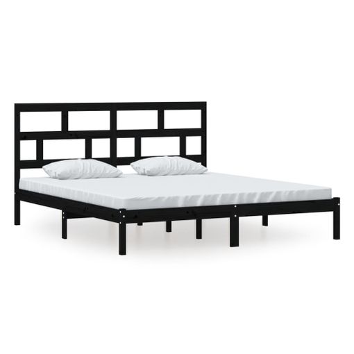 Estructura De Cama De Matrimonio Madera Maciza Negro 180x200 Cm Vidaxl con  Ofertas en Carrefour