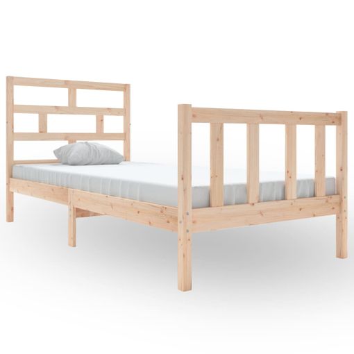 Estructura de cama de madera maciza de pino 90x190 cm individual