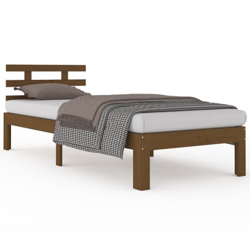 Estructura cama y cabecero,Cama individual madera maciza 90x200 cm vidaXL