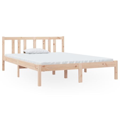 Estructura de cama matrimonial madera maciza 135x190 cm