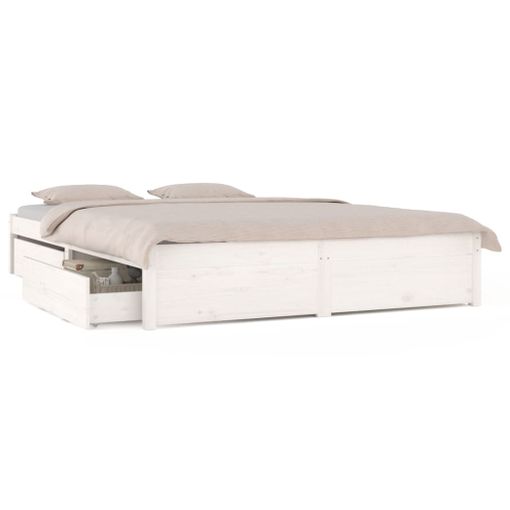 Estructura de cama con cajones doble blanca 135x190 cm