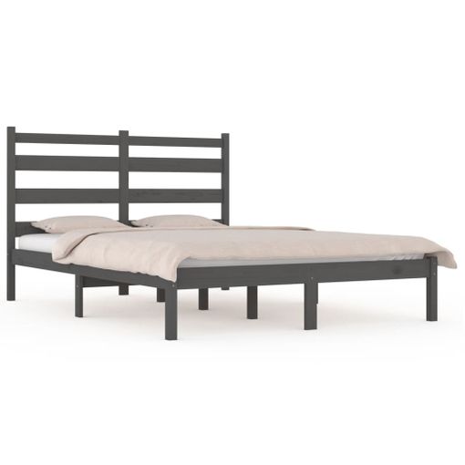 Estructura De Cama Madera Maciza Gris 150x200 Cm Vidaxl con Ofertas en  Carrefour